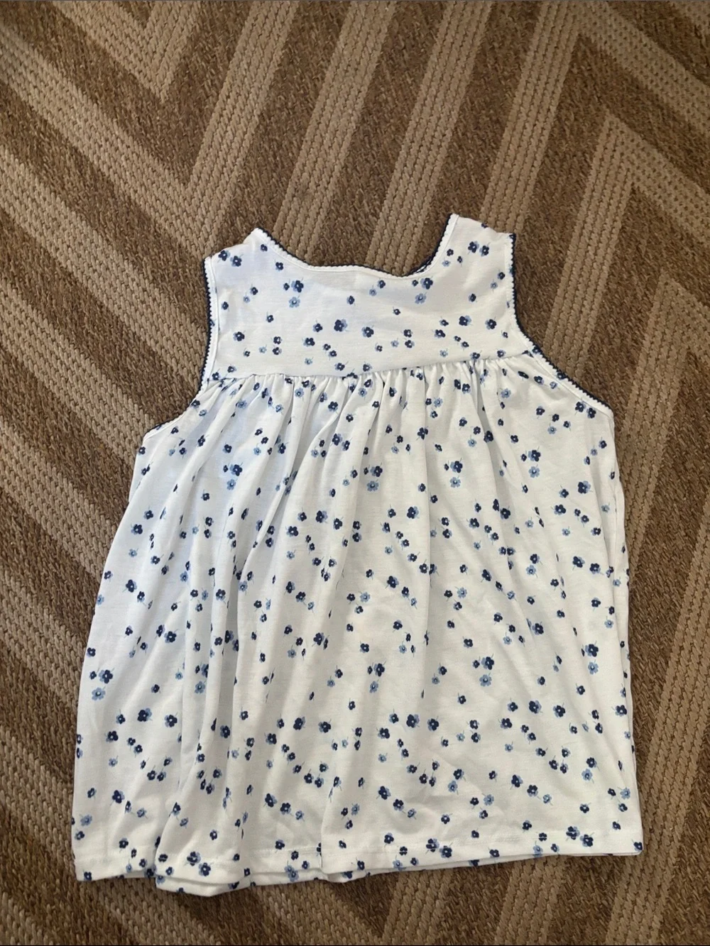New Girls' Janie and Jack White and Blue Floral Tank Top & Shorts Pajama Set 10